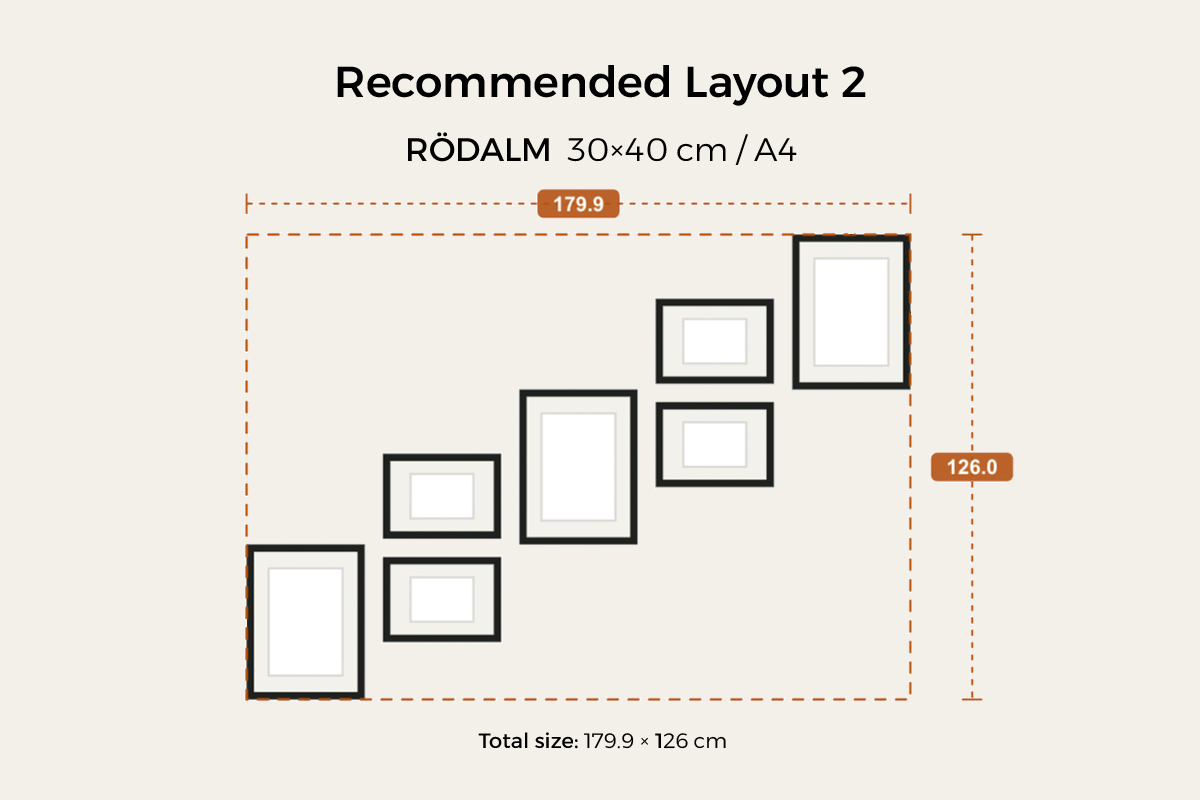 Option B · 12-frame double column — square frames in two columns, filling a long stairwell