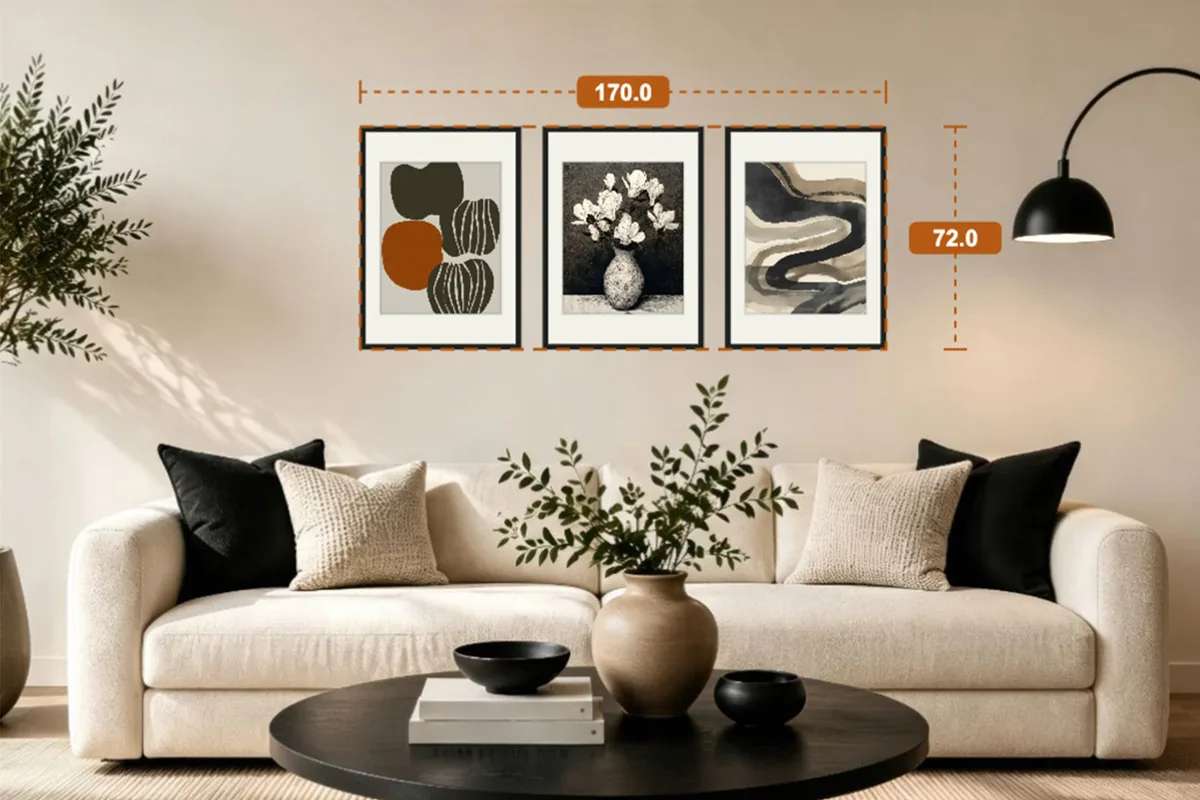 Preview a triptych to scale in HangPlanner